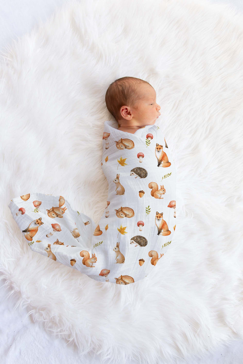 Bamboo Muslin Swaddle - Woodland - The Little Bumble Co.