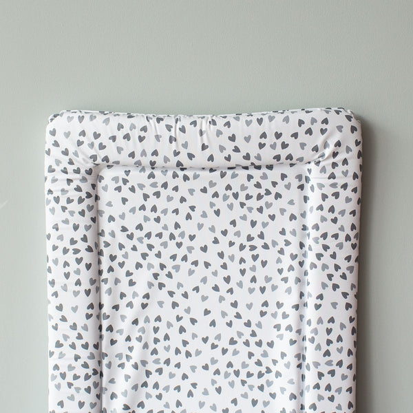 Standard Changing Mat - Grey Mini Hearts - The Little Bumble Co.