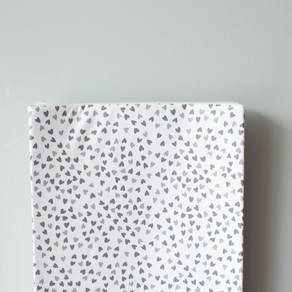 Anti Roll Changing Mat - Grey Mini Hearts - The Little Bumble Co.