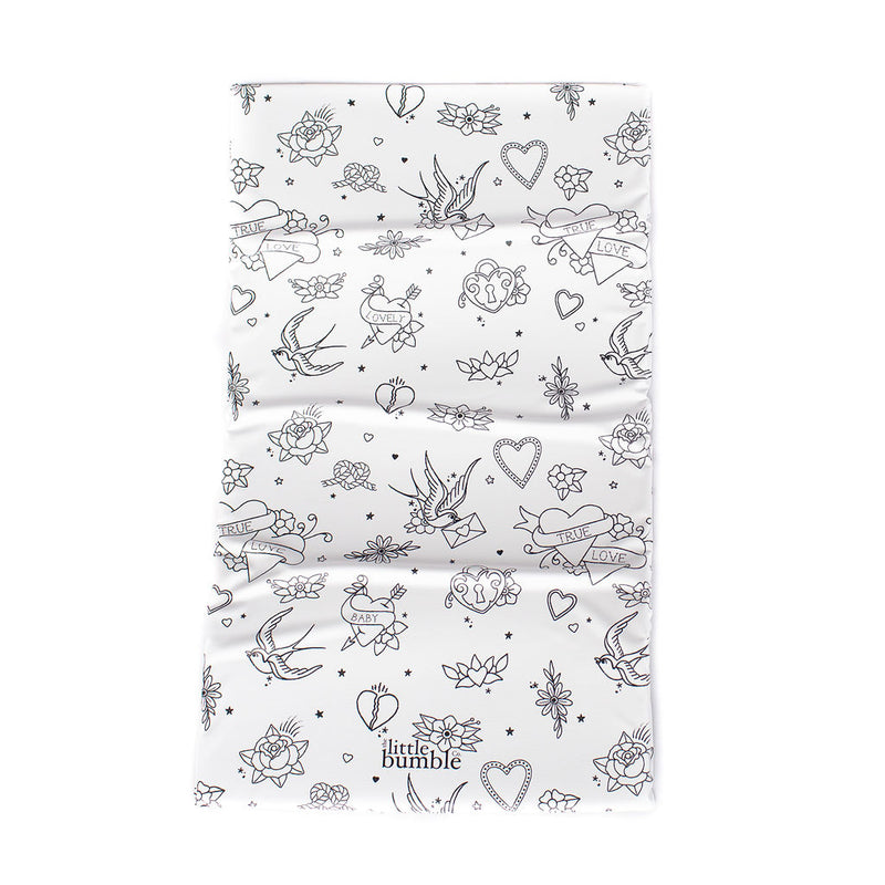 Travel Changing Mat - Monochrome Tattoo - The Little Bumble Co.