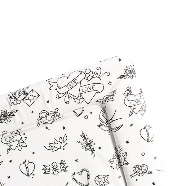 Standard Changing Mat - Monochrome Tattoo - The Little Bumble Co.