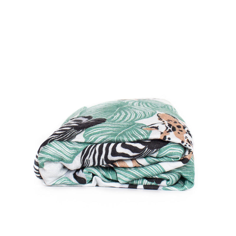 Fitted Muslin Cot Sheet - Safari (Green) - The Little Bumble Co.