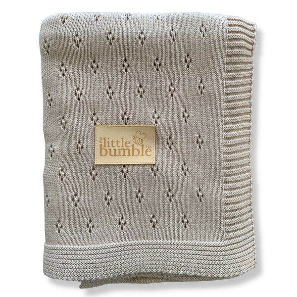 Luxury Knitted Blanket - Latte Pointelle