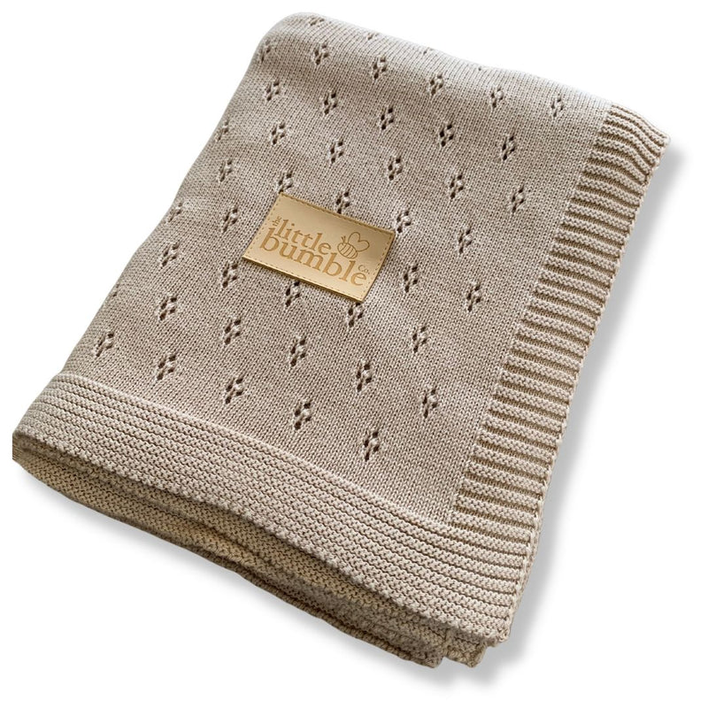 Luxury Knitted Blanket - Latte Pointelle