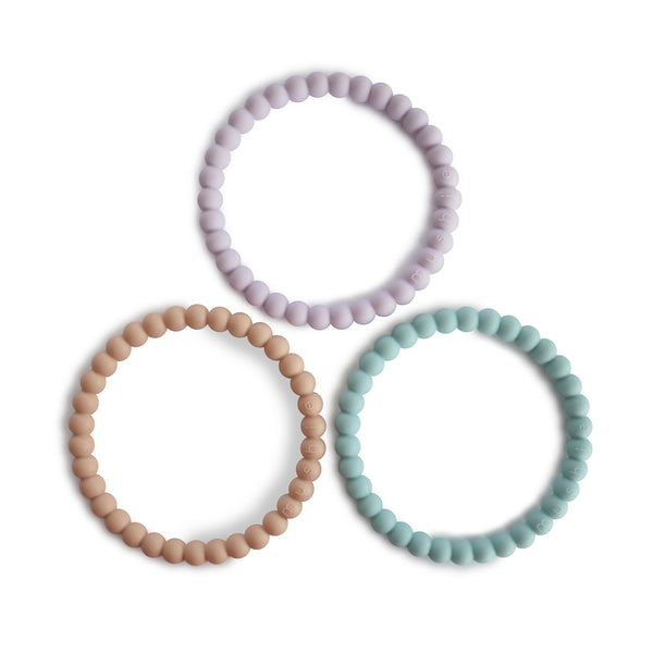 Mushie Pearl Teething Bracelet (Lilac/Cyan.Soft Peach) - Mushie