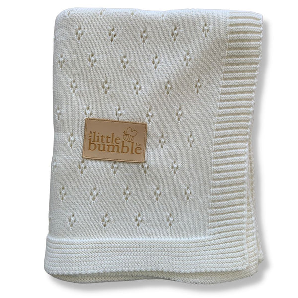 Luxury Knitted Blanket - Marshmallow Pointelle