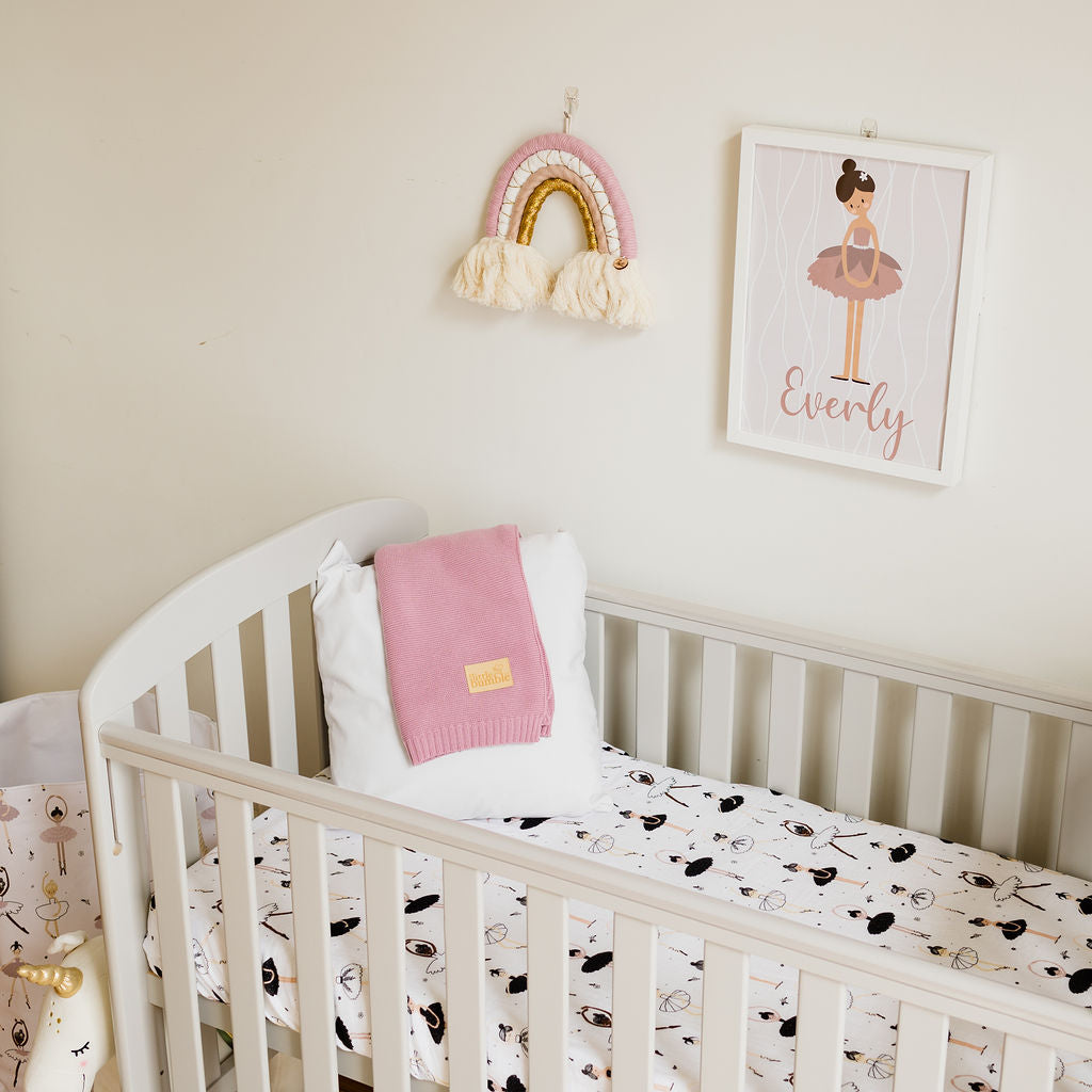 Fitted Muslin Cot Sheet - Ballerina (Monochrome) - The Little Bumble Co.