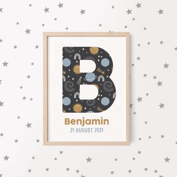 Personalised Space Initial Print - The Little Bumble Co.