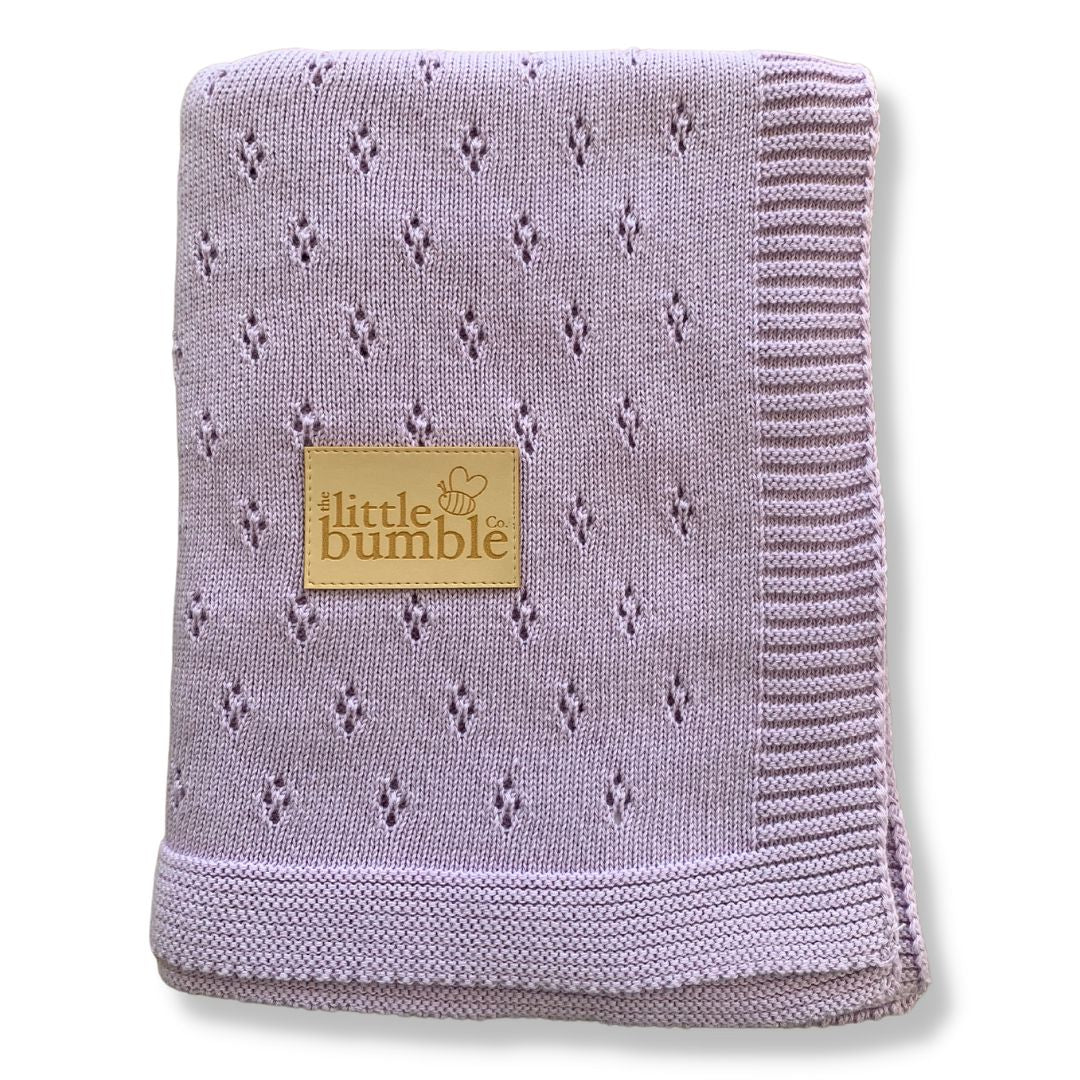 Luxury Knitted Blanket - Parma Violet Pointelle