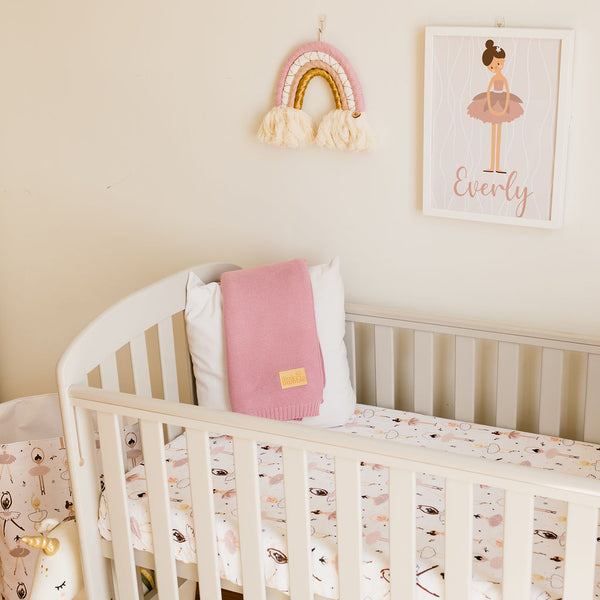 Fitted Muslin Cot Sheet - Ballerina (Pink) - The Little Bumble Co.