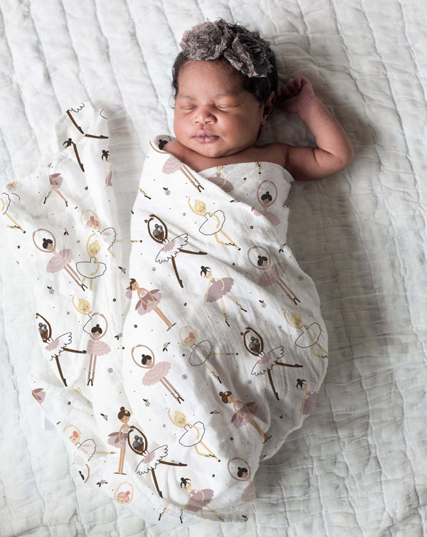 Bamboo Muslin Swaddle - Ballerina (Pink) - The Little Bumble Co.