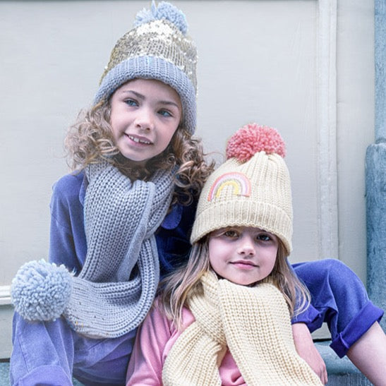 Shimmer Sequin Knitted Hat Blue 3-6 Years - Rockahula