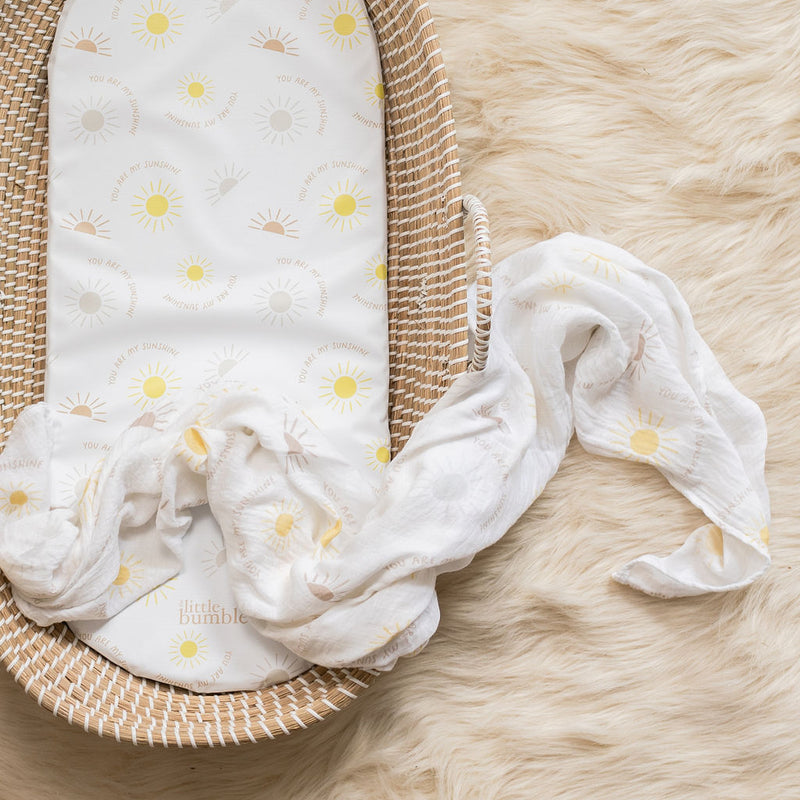Bamboo Muslin Swaddle - You Are My Sunshine - The Little Bumble Co.