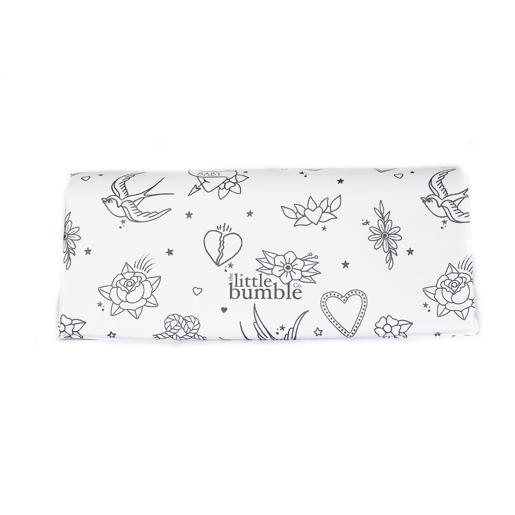 Travel Changing Mat - Monochrome Tattoo - The Little Bumble Co.