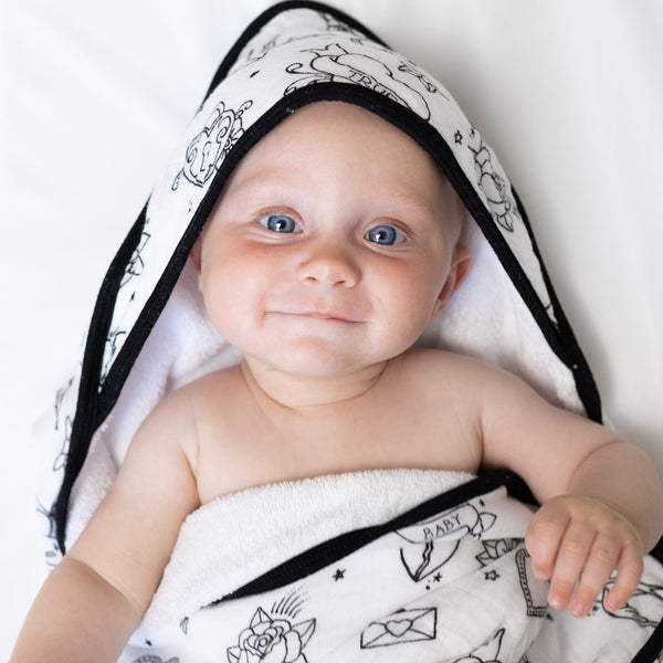 Hooded Towel - Tattoo - The Little Bumble Co.