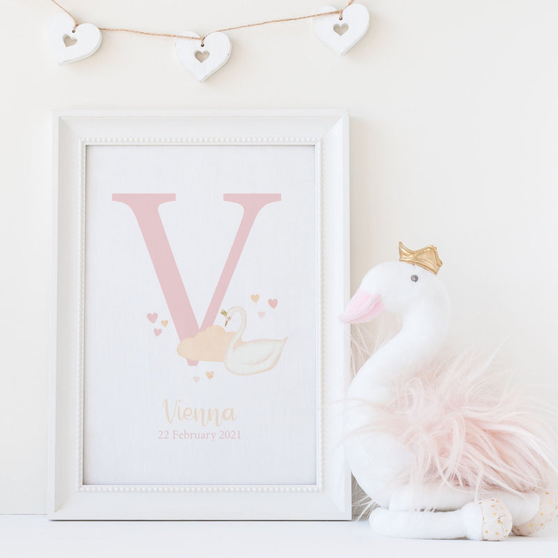 Personalised Initial Swan Print - The Little Bumble Co.
