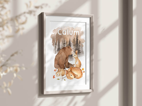 Personalised Woodland Bear Print - The Little Bumble Co.