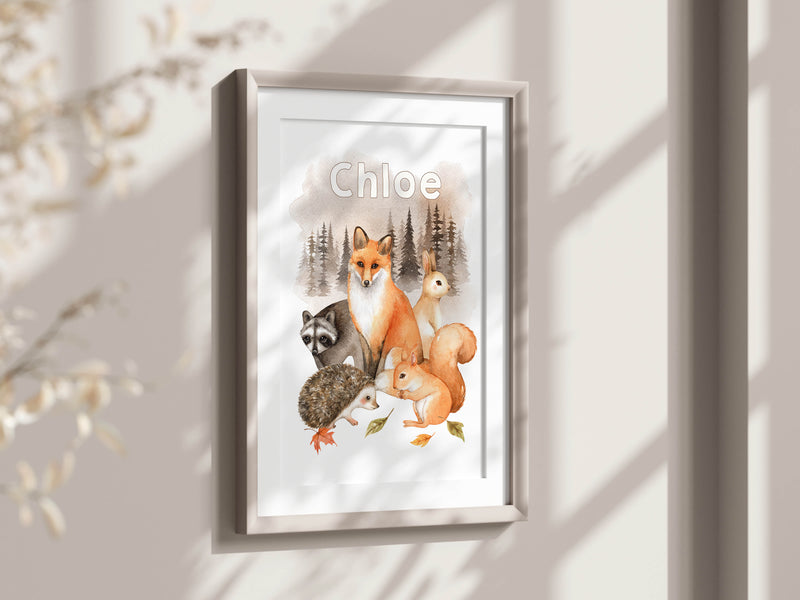 Personalised Woodland Fox Print - The Little Bumble Co.