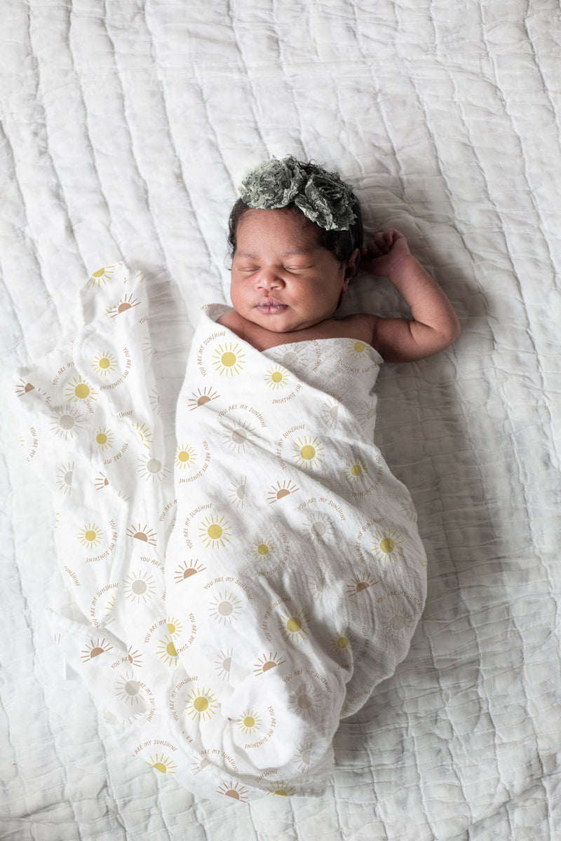 Bamboo Muslin Swaddle - You Are My Sunshine - The Little Bumble Co.
