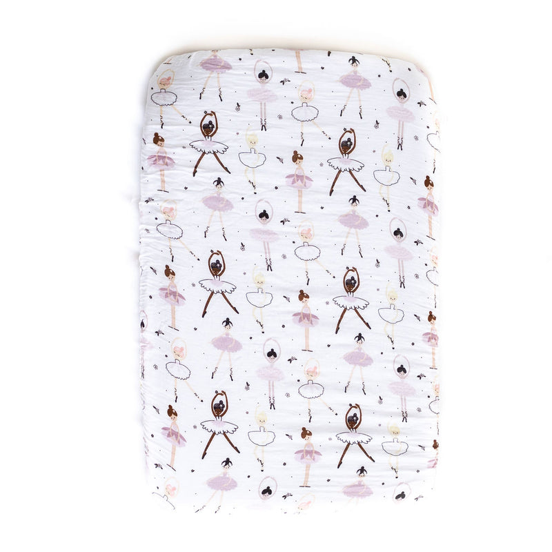 Fitted Muslin Bedside Crib Sheet - Ballerina (Pink) - The Little Bumble Co.