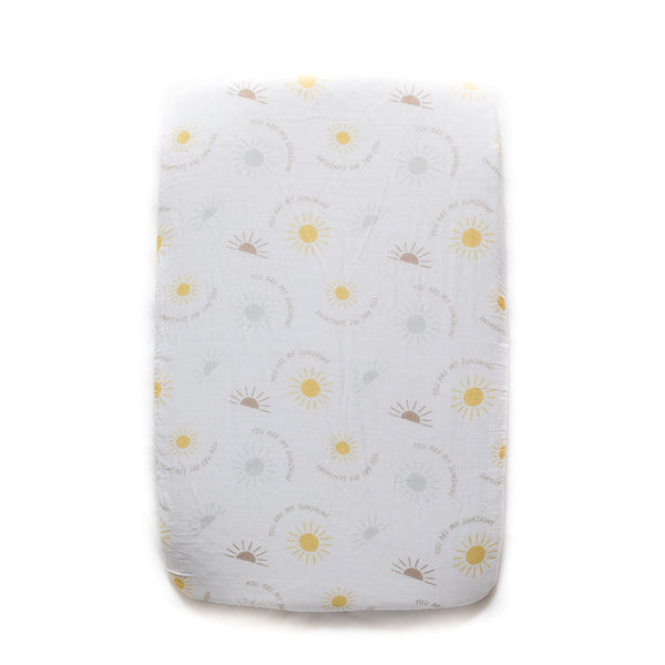 Fitted Muslin Bedside Crib Sheet - You Are My Sunshine - The Little Bumble Co.
